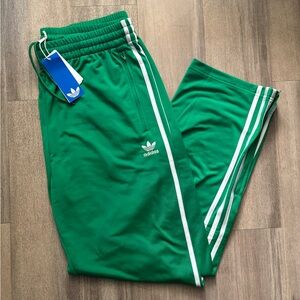 adidas Green Trefoil Track Pants with White Stripes